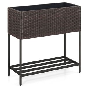 Fioriera rialzata con ripiano portaoggetti e rivestimento rimovibile, casetta in vimini per la cura dei fiori, soluzione di archiviazione avanzata - Product Image 3