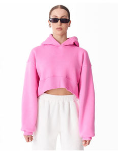 Sweat à capuche oversize en polaire pour femme, rouge rose, sur mesure, en coton 100% haute densité - Product Image 5