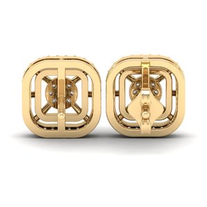 REYES - Pendientes de Botón de Plata de Ley 925 de Lujo, Chapados en Oro Amarillo de 14K, Joyería para Uso Diario, Clásicos, con Moissanita Certificada por GRA - Product Image 4
