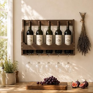 Soporte de Pared para Botellas de Vino de Bambú al por Mayor - Solución para Ahorrar Espacio - Product Image 2