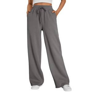 Custom Made High Waist Straight Leg Regular Fit Fashionable Winter Wear <b>Fleece</b> Eco-Friendly Lace High Street Sweatpants <b>Women</b> - Product Image 1