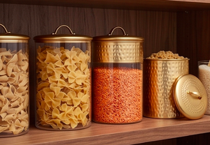 Ensemble de quatre boîtes de rangement en laiton poli doré martelé, élégantes boîtes à fruits secs, décoration de table de luxe et articles de cuisine - Product Image 3