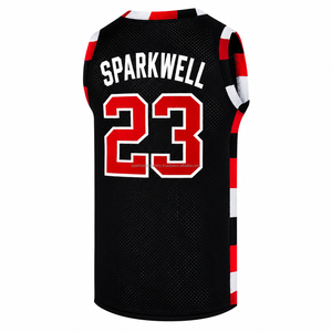 Maillot de basket-ball Sparkwell unisexe sans manches, col en V, maille respirante, impression 3D sublimée, nom de l'équipe personnalisé sur le devant, 23 noir rouge - Product Image 2
