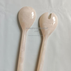 Juego de servidor con patrón de remolino de mango largo de último diseño, atractivas herramientas de ensalada de resina epoxi multicolor para vajilla familiar - Product Image 4