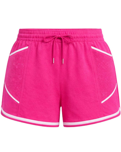 Shorts de Punto Rosa para Mujer con Bolsillos, Cintura con Cordón Ajustable, Transpirables, Estilo Deportivo, Corte Regular, Cintura Media - Product Image 1