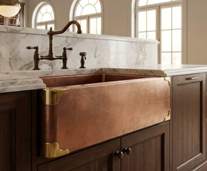 Évier de cuisine moderne de qualité supérieure couleur cuivre avec design à cuve profonde, robuste, au caractère authentique de l'Ancien Monde, options personnalisables - Product Image 2