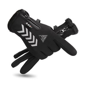 Gants d'hiver thermiques en cuir de vachette imperméables en tissu polyester coupe-vent pour le ski et le snowboard, antidérapants à doigts complets, vente en gros - Product Image 1