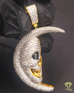 Colgante de Luna Creciente Iced Out con Moissanita y Diamantes, Collar de Lujo Estilo Hip Hop, Amuleto Celestial de Alta Gama - Product Image 2