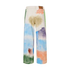 Pantalones Vaqueros con Estampado Gráfico, Corte Holgado, Diseño Personalizado, Lavado Vintage, Estilo Barrel, Rectos, Streetwear, Hip Hop, Y2K - Product Image 1