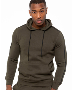 Sweat-shirt à capuche pour homme de style vintage, couleur unie, coupe classique, en coton tricoté, pull décontracté avec poche avant, à porter en automne - Product Image 1