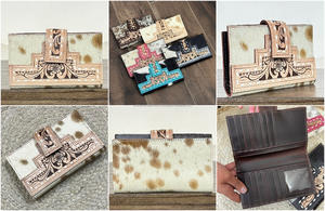 Portefeuille en cuir véritable fait main avec fermeture à bouton-pression, nouveau design, porte-cartes, pochette pliante pour femme, cadeau promotionnel - Product Image 3