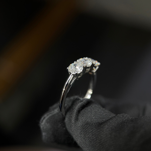 Lab Grown Round Diamond Three <b>Stone</b> Ring 0.50 Ct Each 3 Stones 14K Gold IGI Certified Engagement Wedding Jewelry - Product Image 4