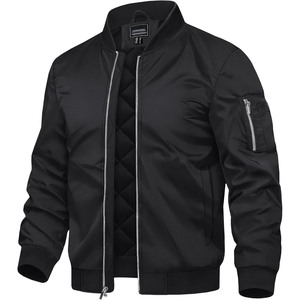 Blouson bomber marron pour homme, fermeture éclair, devant matelassé, coupe-vent, vêtement d'extérieur décontracté, col montant, en polyester, pour l'automne - Product Image 2