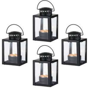 Juego de 3 Faroles de Metal Blancos Vintage, Faroles Colgantes Decorativos para Exteriores con Vidrio Templado para Decoración del Hogar y Jardín - Product Image 4