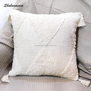 Indian Bohemian <b>Cushion</b> Covers Handmade Cotton Tufted Blue Boho Pillow Case with Tassel Floor <b>Cushions</b> Boho - Product Image 6