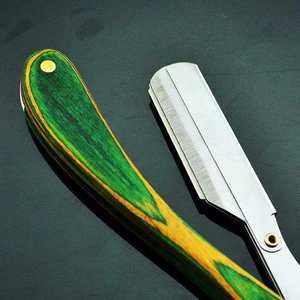 Navaja de Afeitar Profesional IKZARSA para Hombre, Hoja de Acero Inoxidable, Mango de Madera Verde, Herramienta de Afeitado para Cara y Cuerpo - Product Image 4