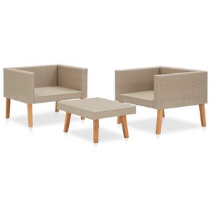 Set salotto in Poly Rattan 3 pezzi Beige con cuscini per il tempo libero in giardino - Product Image 4