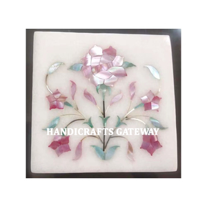 New Latest Attractive Looking High Quality White <b>Marble</b> Inlay With Pink Mother of Pearl Floral Art Jewelry Box for Giftings - Product Image 1