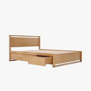 Modern Solid Wood Bed Frame With Storage <b>Drawers</b> Bedroom Furniture made in Indonesia - Product Image 4