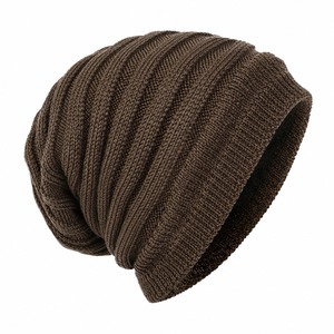 Wholesale Custom Trendy Winter <b>Beanie</b> Hat Oversized Warm Baggy <b>Slouch</b> with Raised Knit Coral Fleece Lining for Men and Women - Product Image 3