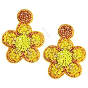 Pendientes Colgantes Plateados con Bordado en Forma de Flor Inspirados en la Naturaleza, Joyería Ecológica Tejida a Mano para Mujer - Product Image 4