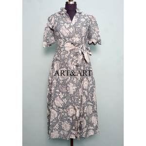 Vestido Midi de Algodón 100% para Mujer, Casual, Cómodo, para la Playa, Fiestas, Diseño Elegante, Cintura Natural, Estampado Floral - Product Image 1