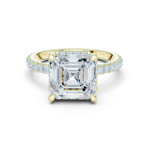แหวนเพชรทองคำแท้ 14K สีเหลืองสำหรับผู้หญิง ทรง Asscher คุณภาพเยี่ยม พร้อมใบรับรอง GRA ของขวัญสุดหรู - Product Image 1