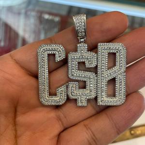 Joyería Hip Hop, Collar Personalizado de Plata de Ley 925, Colgantes con Letras, Moissanita VVS Baguette, Colgantes y Dijes Finos con Incrustaciones de Diamantes - Product Image 5