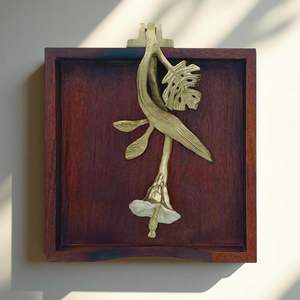 Napkin Holder Solid Wood Brown Finish Home Decor & <b>Kitchen</b> Decor Table Countertop issue Holder with Metal <b>Ornament</b> Arm in Silver - Product Image 2