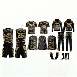 ชุดบาสเก็ตบอลชายคุณภาพสูงแบบสั้น คอมโบเซ็ต 100% โพลีเอสเตอร์ ระบายอากาศ ป้องกันแบคทีเรีย เอวยางยืด ไซส์ใหญ่ - Product Image 1
