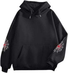 Sudadera con Capucha ROMEO INDUSTRY para Mujer, Estilo Y2K, con Estampado de Telaraña, Mezcla de Algodón, Suave, Cómoda, Transpirable, con Bolsillos - Product Image 4