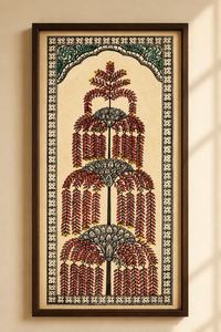 Handmade Traditional Wall Art <b>Frame</b> | Ethnic Floral <b>Painting</b> <b>for</b> Home Decor | Vintage Wooden Framed Artwork - Product Image 4