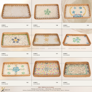 Bandeja de Servir Rectangular de Madera con Tejido de Ratán y Madreperla, Hecha a Mano, Ecológica, Elegante, Duradera, Decoración para el Hogar, Regalo de Inauguración - Product Image 6