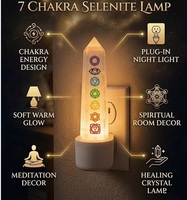 Lámpara de noche de selenita y ágata, siete chakras, sanación Reiki, corrección Vastu, para el hogar, eliminación de energía negativa, amor para la curación