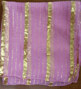 Écharpe en mousseline de soie à rayures lurex tendance pour le printemps, châle et écharpes traditionnels - Product Image 4