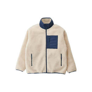 Veste en polaire sherpa personnalisée bleu foncé à col montant et poche poitrine, confortable pour l'hiver, décontractée, vente en gros, manteau d'extérieur - Product Image 1