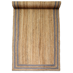 Tapis rustique tressé à la main NYKO MART JR-46D en jute 100% biologique, style bohème rayé, à poils ras, écologique, 4x6 pieds, pour la décoration intérieure - Product Image 2