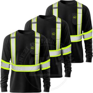 Chemises de sécurité haute visibilité à manches longues, respirantes, à séchage rapide, réfléchissantes, NFPA2112/CAT2 ANSI Classe 1, LED Flash, imperméables, FR, pour hommes - Product Image 1