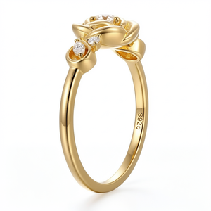 Anillo de Compromiso Romántico con Diamante Natural en Corte Corazón, Forma de Rosa Floral, con Piedra Lateral en Forma de Pera, Regalo para Mujer - Product Image 2
