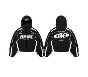 Sudadera con capucha y cremallera extragrande personalizada 2026 para hombre, de algodón, con hombros caídos, estilo streetwear, con cuello bordado de pedrería - Product Image 4