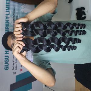 Extensions de cheveux vierges humains de 32 pouces, Vietnam, vague profonde lâche, double trame, tissage à la main, cheveux bruts avec fermeture en dentelle 5x5 - Product Image 6