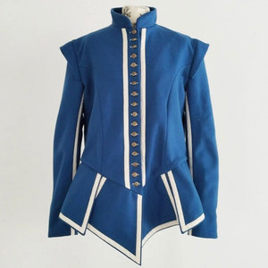 Blue Doublet High-Quality Wool Jacket with White Cotton Piping for 17th Century Historical Outfit Top Sell - Product Image 1