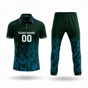 Ensemble d'uniformes de cricket personnalisés - T-shirt à manches courtes, pantalon, impression numérique, design bicolore, taille élastique, séchage rapide, 100% coton - Product Image 4