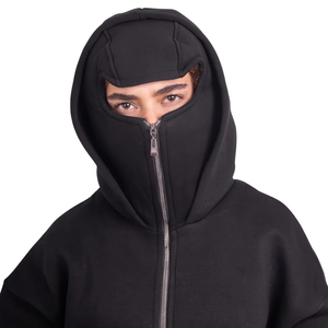 Sweat à capuche cagoule pour homme OEM, streetwear d'hiver, 550 g/m², 100 % coton, coupe oversize, avec appliqué, personnalisable, vierge - Product Image 4