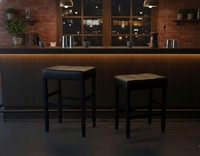 Ensemble de 2 tabourets de bar et de comptoir en cuir PU, ensemble de tabourets capitonnés en cuir PU, ensemble de tabourets rembourrés en PU avec structure en bois massif, hauteur bar et comptoir