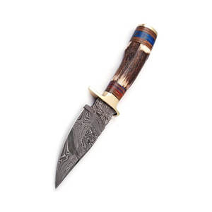 Couteau de chasse en acier Damas sur mesure, lame droite industrielle, haute durabilité, manche en bois de corne - Product Image 4