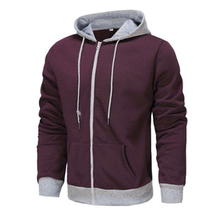 Men's Winter Solid Pullover Hoodie Sweatshirt Breathable Knitted Fabric Long Sleeve Custom Logo Printing Zipper <b>Design</b> Polyester - Product Image 5