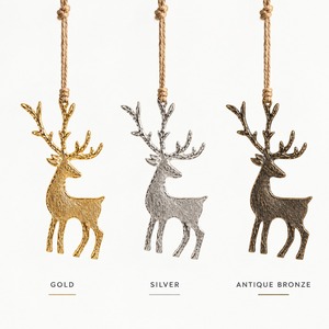 Metal Reindeer Hanging Ornament Traditional Christmas <b>Tree</b> Decoration - Product Image 2