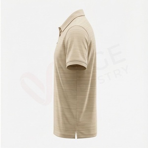 Polo à manches courtes pour homme, beige, 100% polyester, tricoté, séchage rapide, design uni, coupe classique - Product Image 3