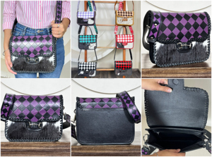 Bolso Bandolera de Cuero Vacuno Hecho a Mano, Estilo Occidental, Precio Bajo, Diseño a Cuadros, para Mujer, OEM ODM - Product Image 3